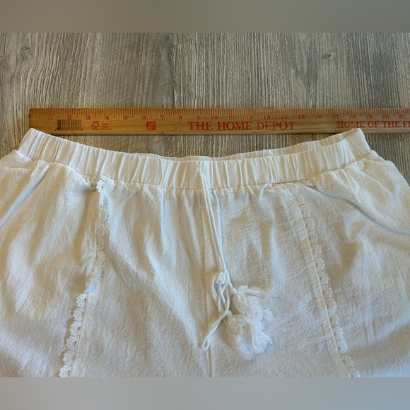 SHEIN Curve Plus Size White Wide Leg Pants Lace Trim Down Legs Drawstring 5X 22W - Picture 10 of 13